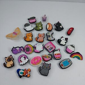 Large Lot of Colorful Shoe Charms Cats, Food, Light up butterfly and More